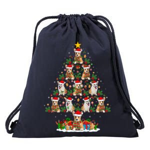 Corgi Dog Xmas Tree Lights Santa Corgi Christmas Cool Gift Drawstring Bag