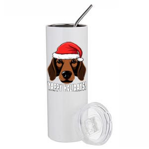 Christmas Dachshund Yappy Holidays Funny Wiener Dog Puppy Gift Stainless Steel Tumbler