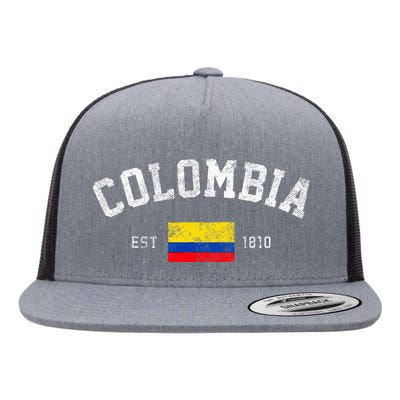 Colombia Est. 1810 Colombian Flag Independence Day Flat Bill Trucker Hat