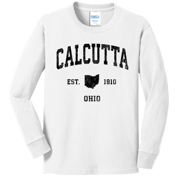 Calcutta Est 1810 Ohio Oh Vintage Established Athletic Sports Design Kids Long Sleeve Shirt