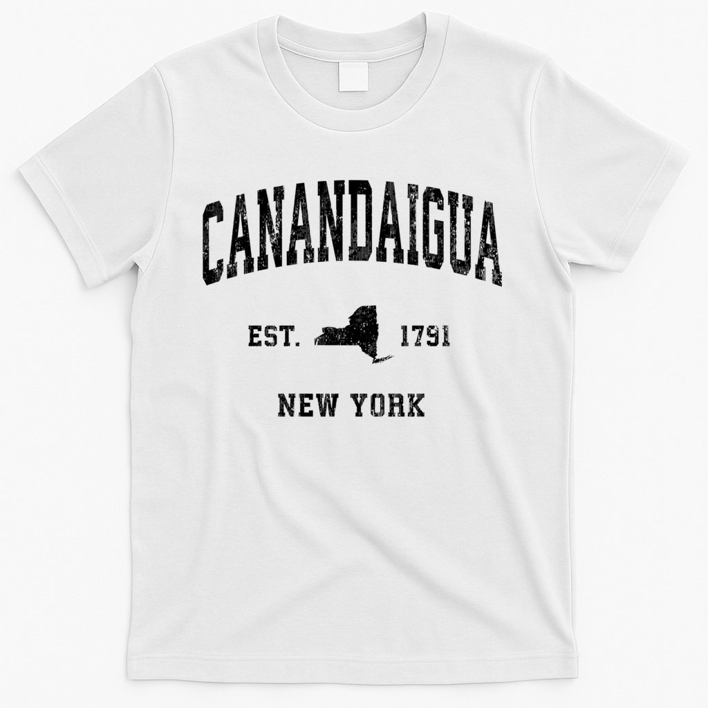 Canandaigua Est 1791 New York Ny Vintage Established Athletic Sports Design T-Shirt