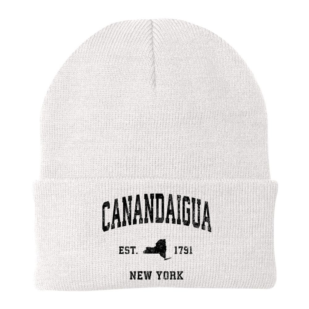 Canandaigua Est 1791 New York Ny Vintage Established Athletic Sports Design Beanie