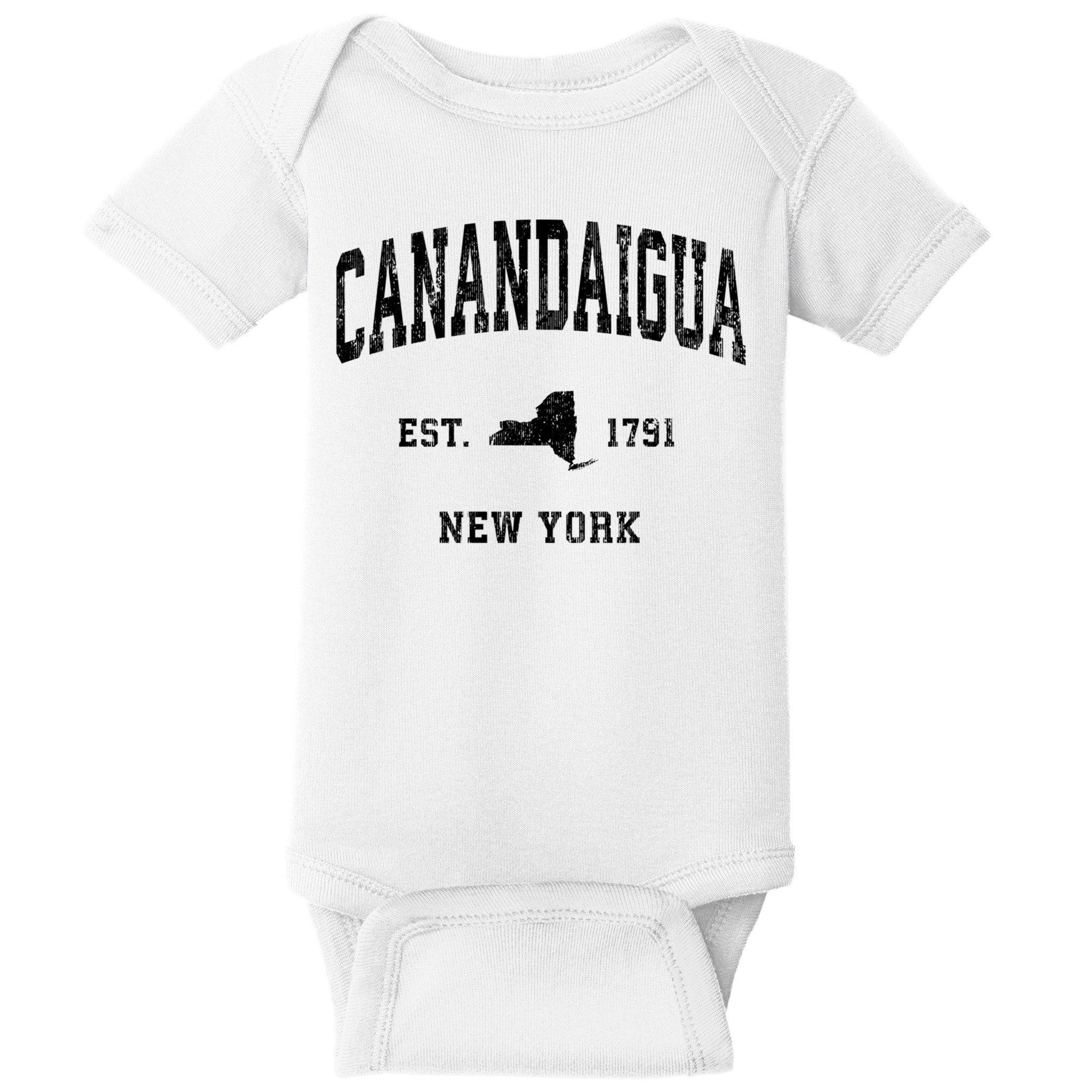 Canandaigua Est 1791 New York Ny Vintage Established Athletic Sports Design Baby Bodysuit