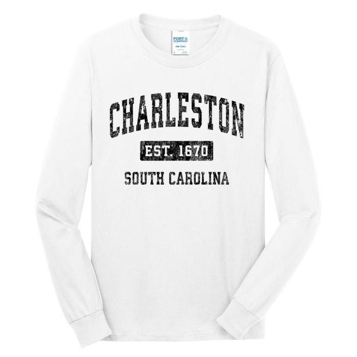 Charleston Est 1670 South Carolina Sc Vintage Established Sports Tall Long Sleeve T-Shirt