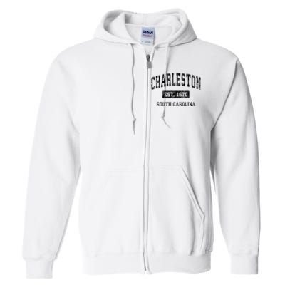 Charleston Est 1670 South Carolina Sc Vintage Established Sports Full Zip Hoodie