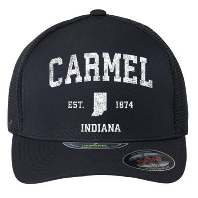 Carmel Est 1874 Indiana In Vintage Established Sports Design Flexfit Unipanel Trucker Cap