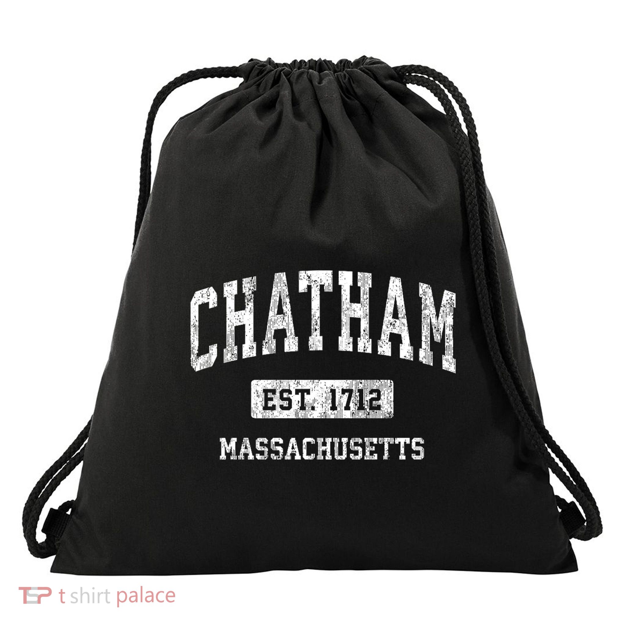 Chatham Est 1712 Massachusetts Ma Vintage Established Athletic Sports Design Drawstring Bag