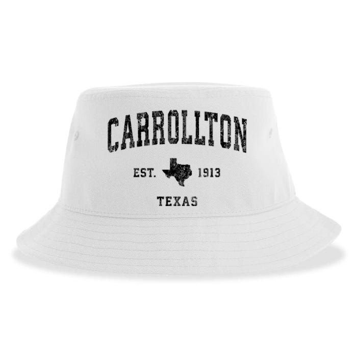 Carrollton Est 1913 Texas Tx Vintage Athletic Sports Design Sustainable Bucket Hat