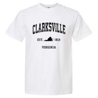 Clarksville Est 1818 Virginia Va Vintage Established Athletic Black Sports Garment-Dyed Heavyweight T-Shirt