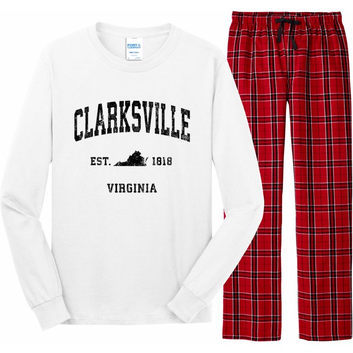 Clarksville Est 1818 Virginia Va Vintage Established Athletic Black Sports Long Sleeve Pajama Set