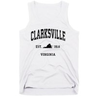 Clarksville Est 1818 Virginia Va Vintage Established Athletic Black Sports Tank Top