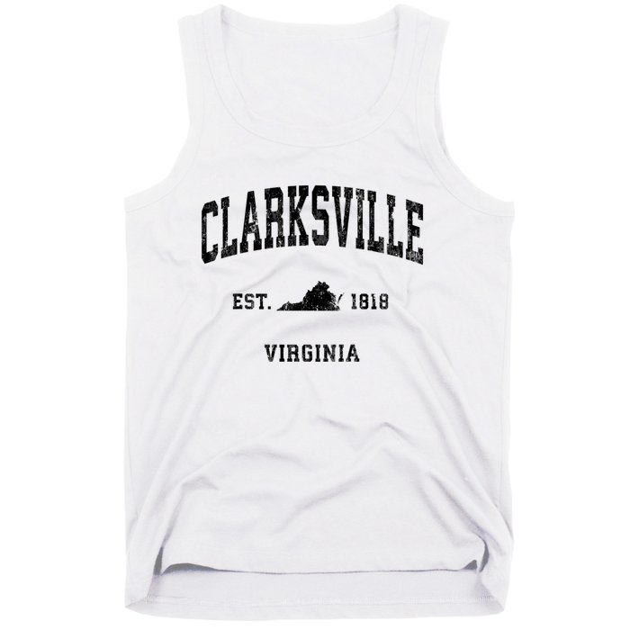 Clarksville Est 1818 Virginia Va Vintage Established Athletic Black Sports Tank Top