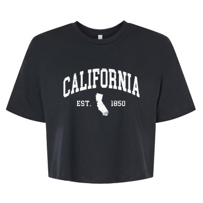 California Est. 1850 Distressed Worn Design Classic Bella+Canvas Jersey Crop Tee