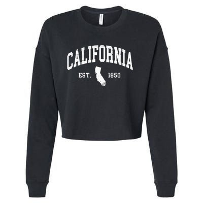 California Est. 1850 Distressed Worn Design Classic Cropped Pullover Crew