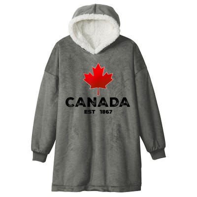 Canada Est 1867 Proud Canadian Vintage Maple Leaf Hooded Wearable Blanket