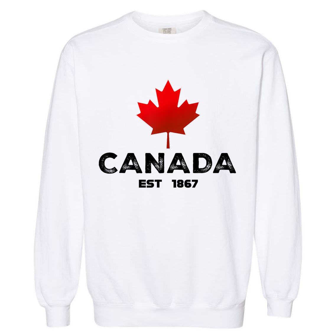 Canada Est 1867 Proud Canadian Vintage Maple Leaf Garment-Dyed Sweatshirt