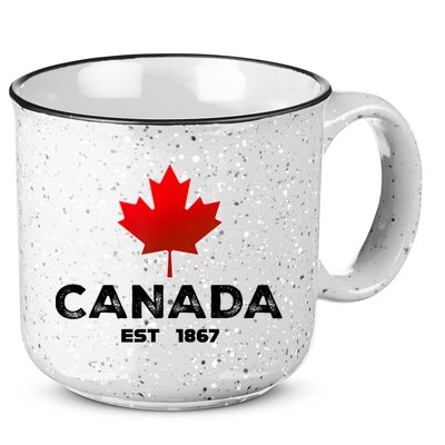 Canada Est 1867 Proud Canadian Vintage Maple Leaf 15oz Campfire Ceramic Mug