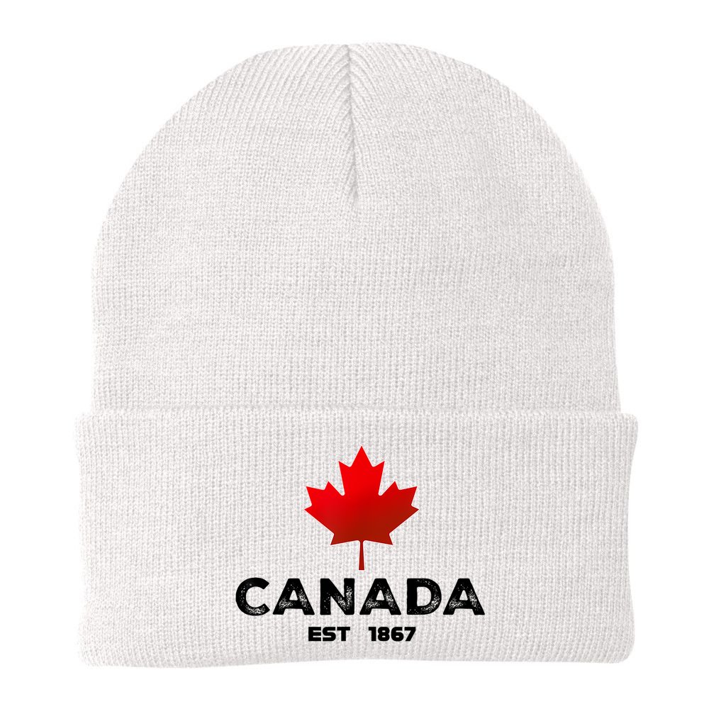 Canada Est 1867 Proud Canadian Vintage Maple Leaf Beanie