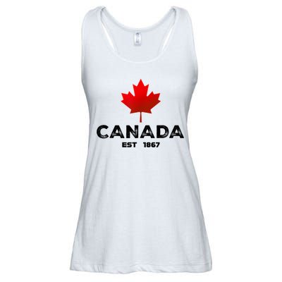 Canada Est 1867 Proud Canadian Vintage Maple Leaf Ladies Essential Flowy Tank