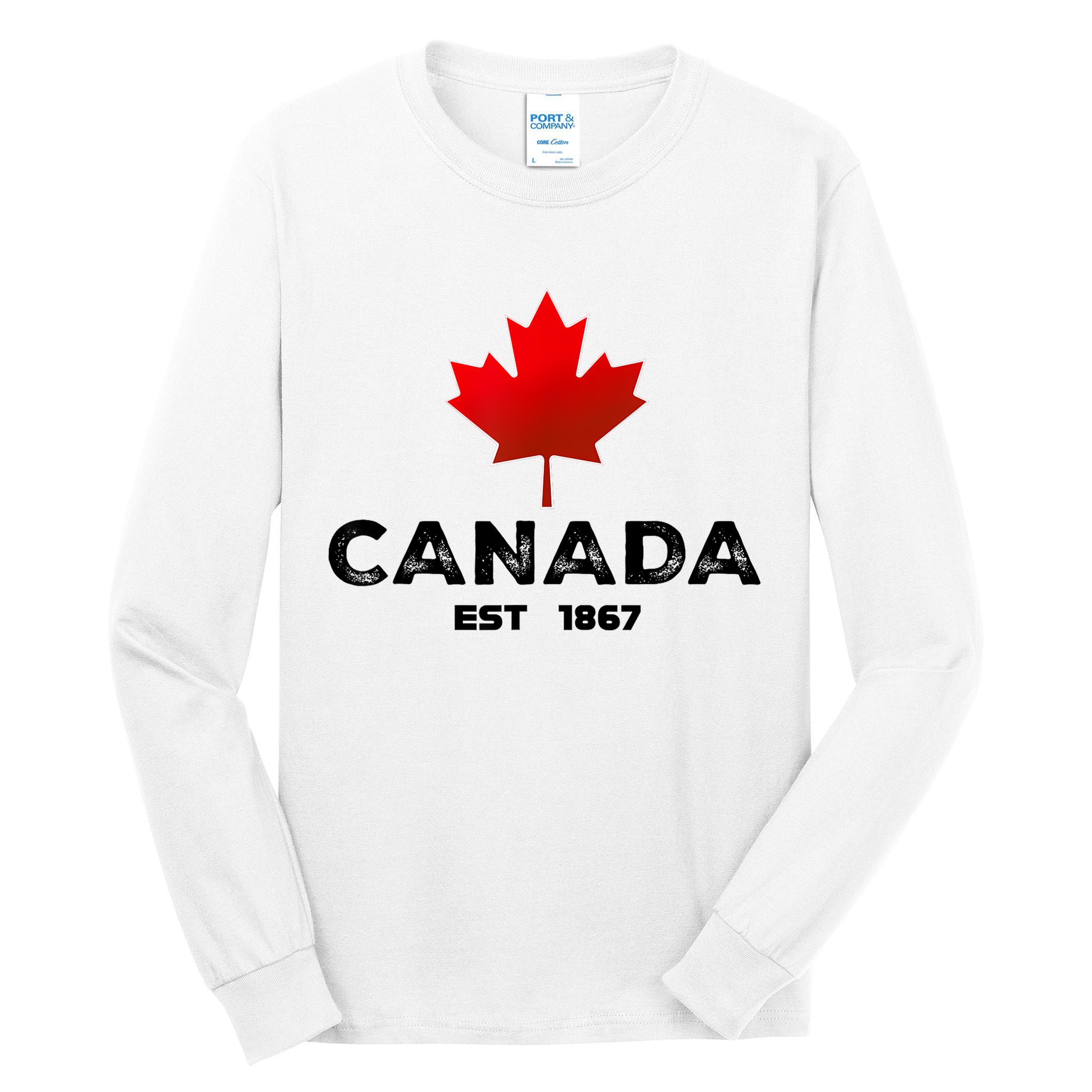 Canada Est 1867 Proud Canadian Vintage Maple Leaf Tall Long Sleeve T-Shirt