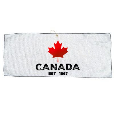 Canada Est 1867 Proud Canadian Vintage Maple Leaf Large Microfiber Waffle Golf Towel