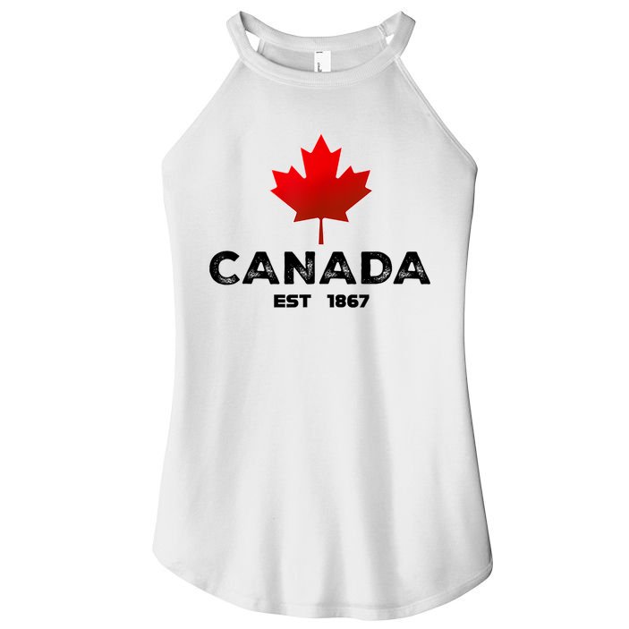 Canada Est 1867 Proud Canadian Vintage Maple Leaf Women's Perfect Tri Rocker Tank