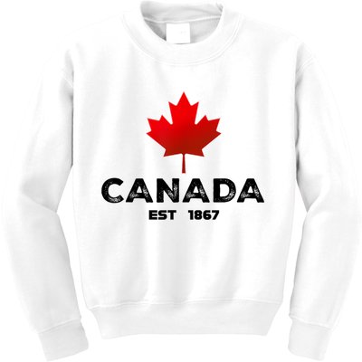 Canada Est 1867 Proud Canadian Vintage Maple Leaf Kids Sweatshirt