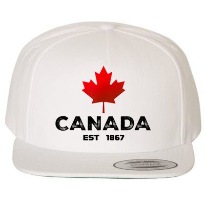 Canada Est 1867 Proud Canadian Vintage Maple Leaf Wool Snapback Cap