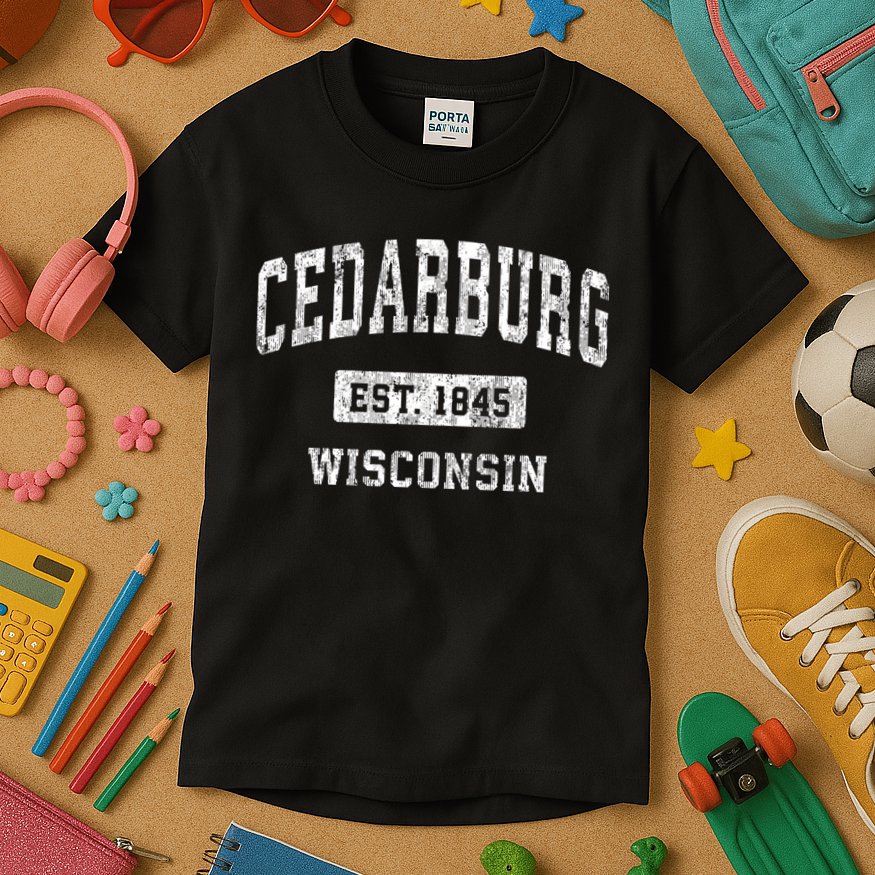 Cedarburg Est 1845 Wisconsin Wi Vintage Sports Established Design Kids T-Shirt