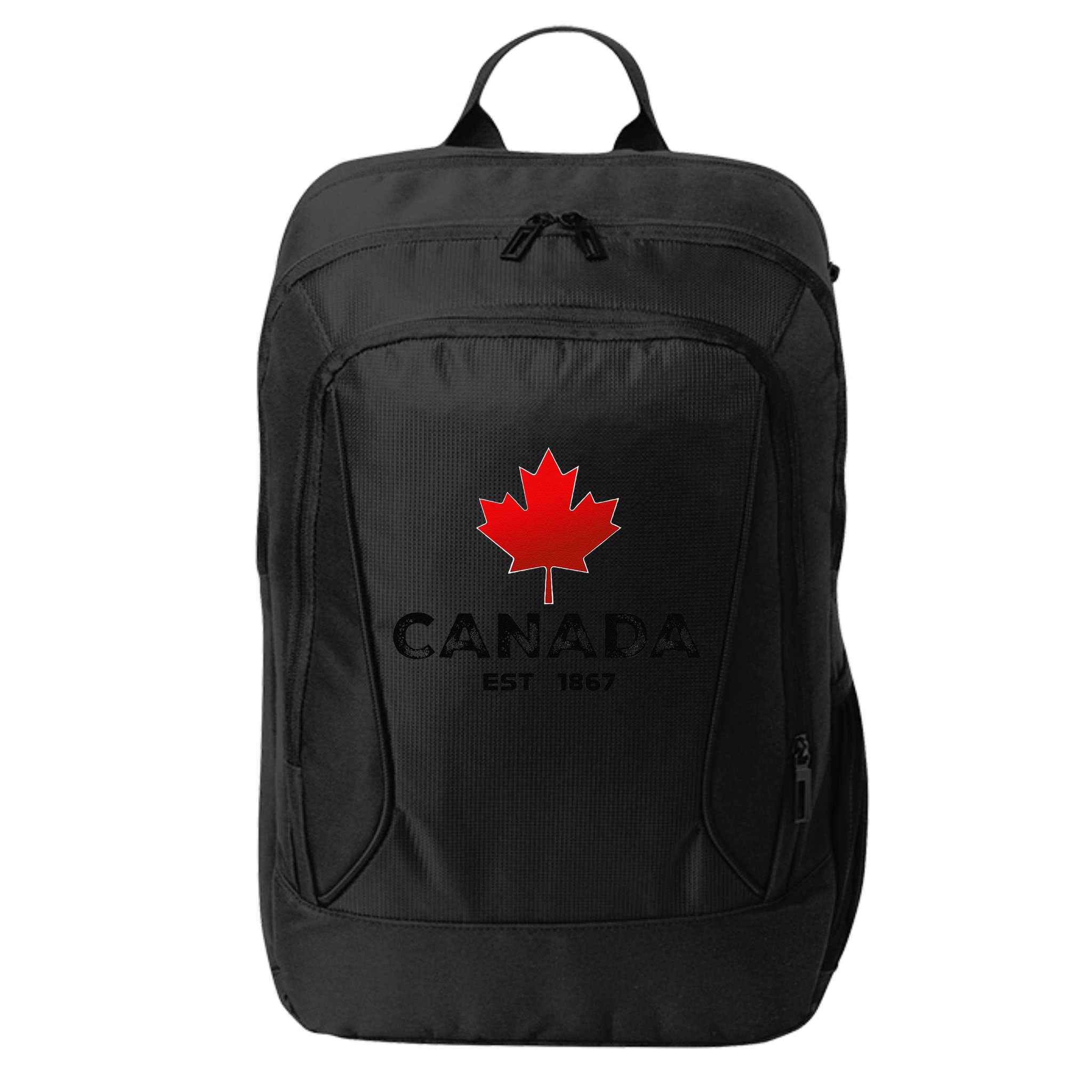 Canada Est 1867 Proud Canadian Vintage Maple Leaf Merch .Png City Backpack
