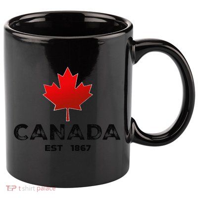Canada Est 1867 Proud Canadian Vintage Maple Leaf Merch .Png 11oz C Handle Ceramic Mug