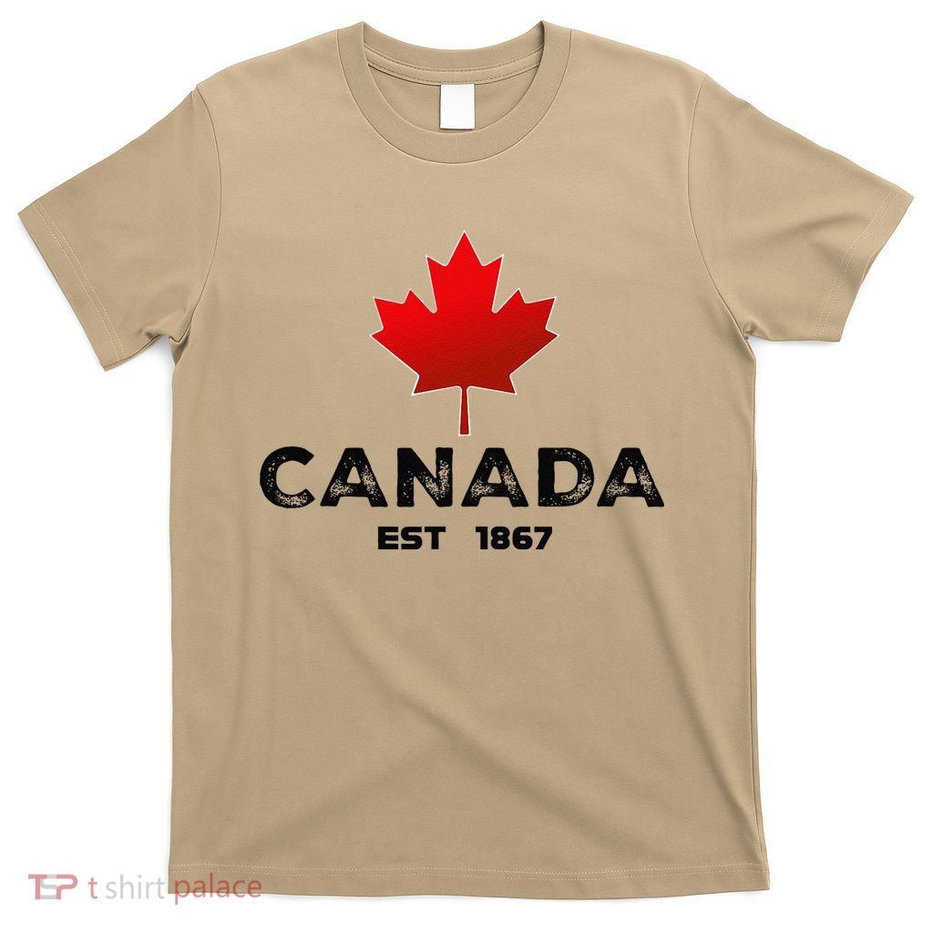 Canada Est 1867 Proud Canadian Vintage Maple Leaf Merch .Png T-Shirt