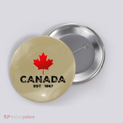 Canada Est 1867 Proud Canadian Vintage Maple Leaf Merch .Png Button
