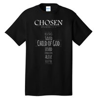 Chosen Ephesians 135 With Cross Word Collage Tall T-Shirt