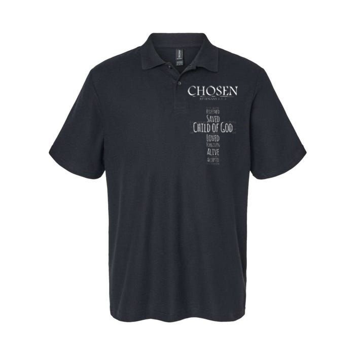 Chosen Ephesians 135 With Cross Word Collage Softstyle Adult Sport Polo