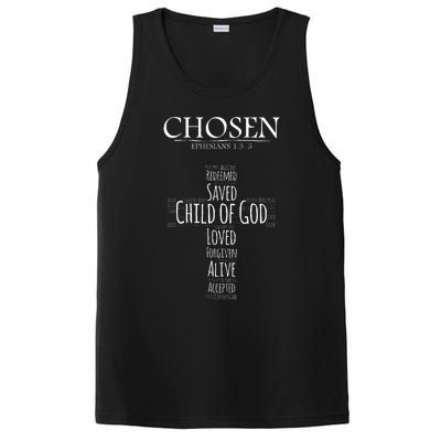 Chosen Ephesians 135 With Cross Word Collage PosiCharge Competitor Tank