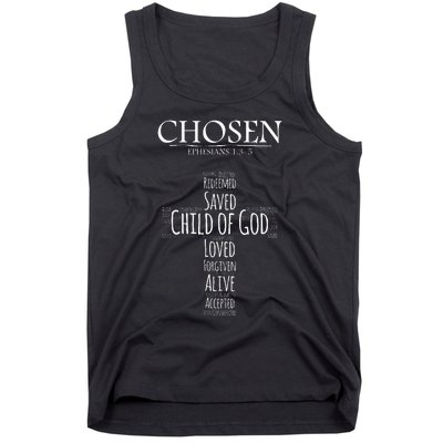 Chosen Ephesians 135 With Cross Word Collage Tank Top