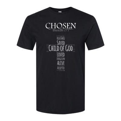 Chosen Ephesians 135 With Cross Word Collage Softstyle CVC T-Shirt