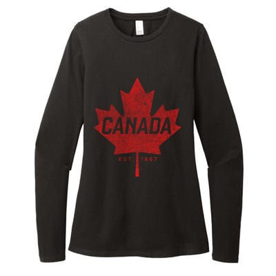 Canada Est 1867 Vintage Faded Canada Maple Leaf Funny Gift Womens CVC Long Sleeve Shirt