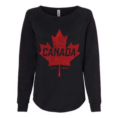 Canada Est 1867 Vintage Faded Canada Maple Leaf Funny Gift Womens California Wash Sweatshirt