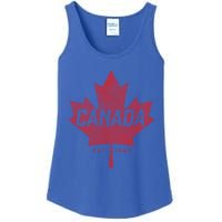 Canada Est 1867 Vintage Faded Canada Maple Leaf Funny Gift Ladies Essential Tank