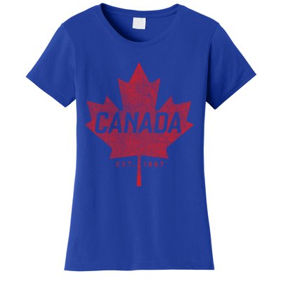 Canada Est 1867 Vintage Faded Canada Maple Leaf Funny Gift Women's T-Shirt