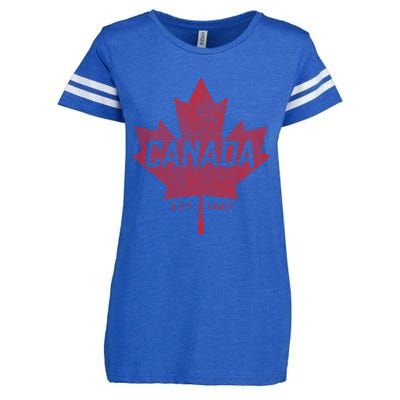 Canada Est 1867 Vintage Faded Canada Maple Leaf Funny Gift Enza Ladies Jersey Football T-Shirt