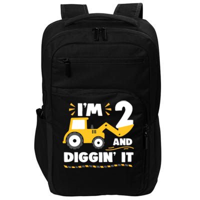 Construction Excavator 2 Years Old 2nd Birthday Impact Tech Backpack