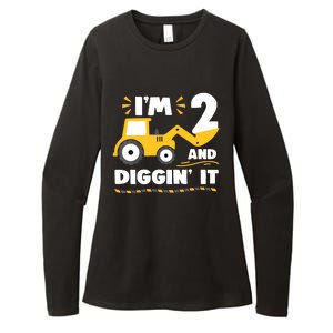 Construction Excavator 2 Years Old 2nd Birthday Womens CVC Long Sleeve Shirt