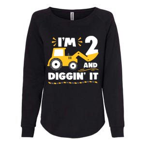 Construction Excavator 2 Years Old 2nd Birthday Womens California Wash Sweatshirt