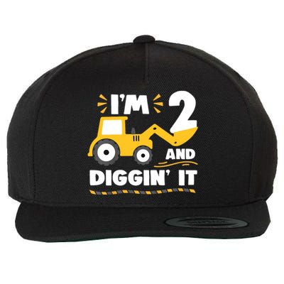 Construction Excavator 2 Years Old 2nd Birthday Wool Snapback Cap