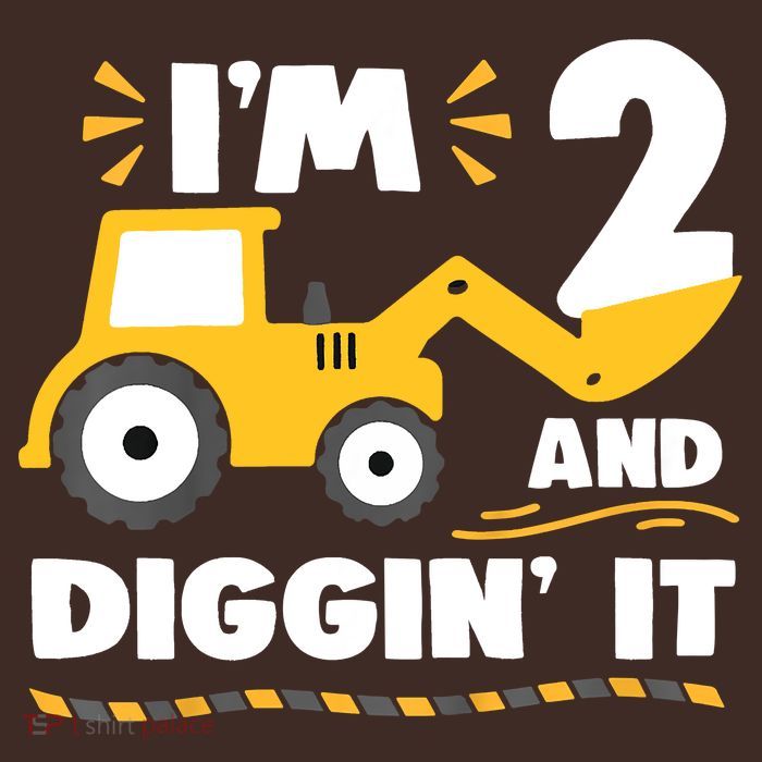 Construction Excavator 2 Years Old 2nd Birthday T-Shirt