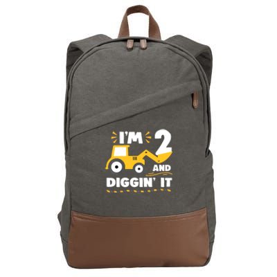 Construction Excavator 2 Years Old 2nd Birthday Cotton Canvas Backpack