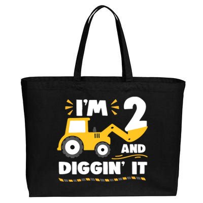 Construction Excavator 2 Years Old 2nd Birthday Cotton Canvas Jumbo Tote